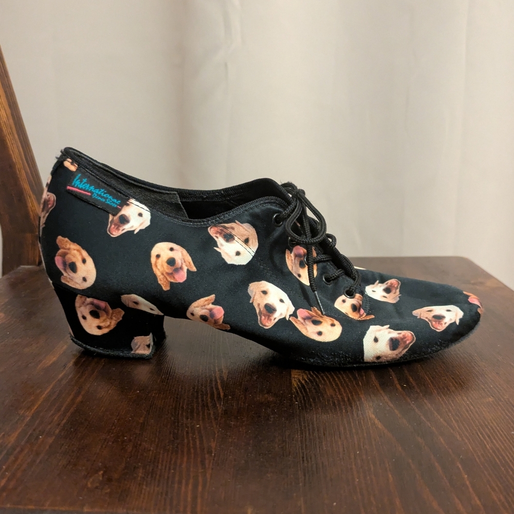 Ballroom Practice Shoes - IDS Heather Split Sole Dog Print - UK 5 / US 7